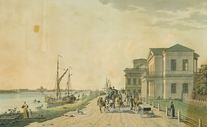 Det kejserliga palatset i Tauride och omgivningar, St. Petersburg, 1799 (gravyr med wc)